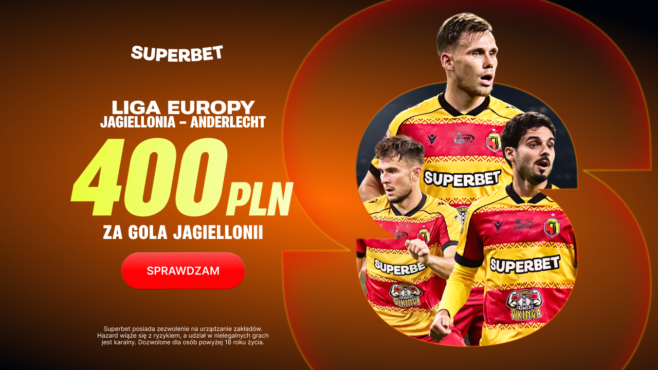 Superbet: 400 PLN za gola Jagiellonii z Anderlechtem