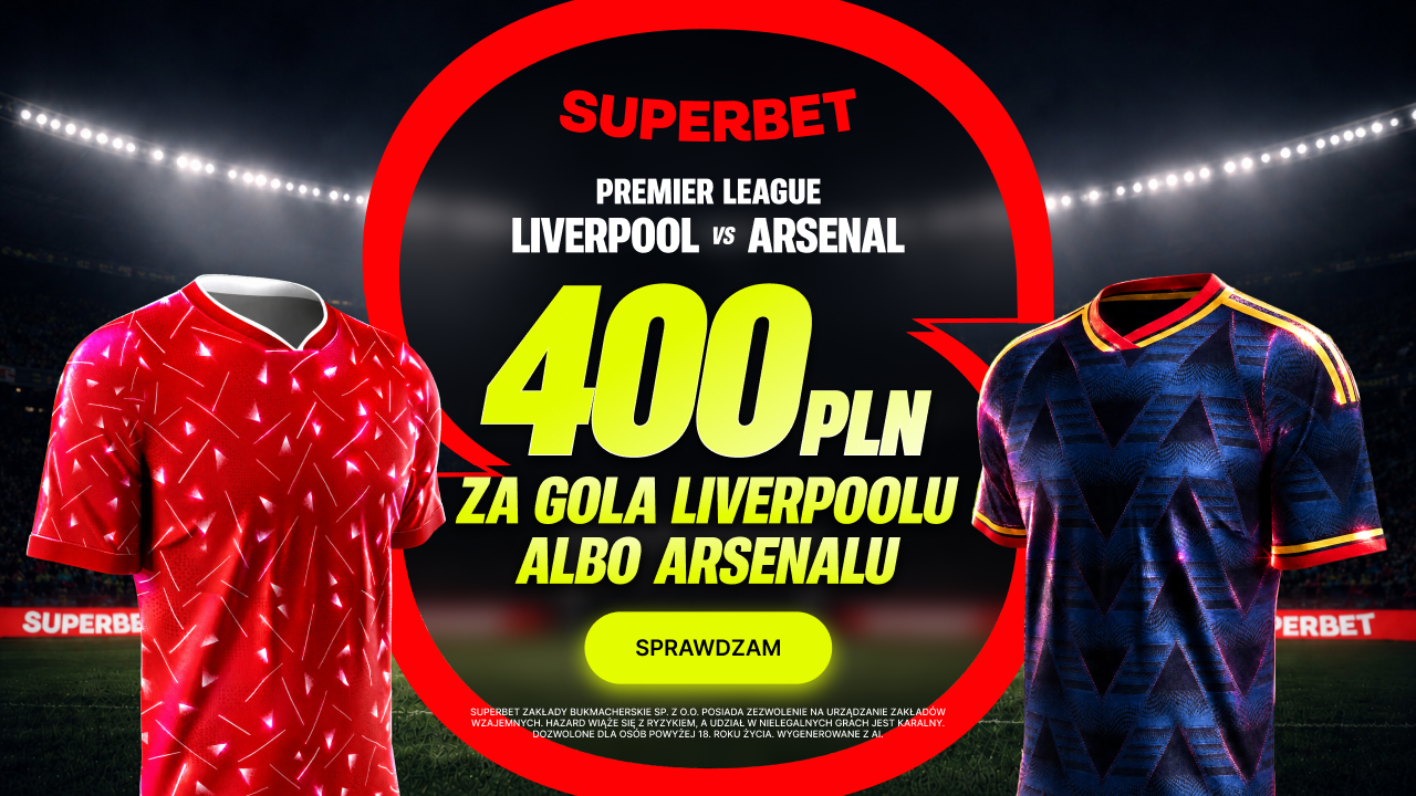 Superbet: 400 PLN za gola w meczu Liverpool - Arsenal